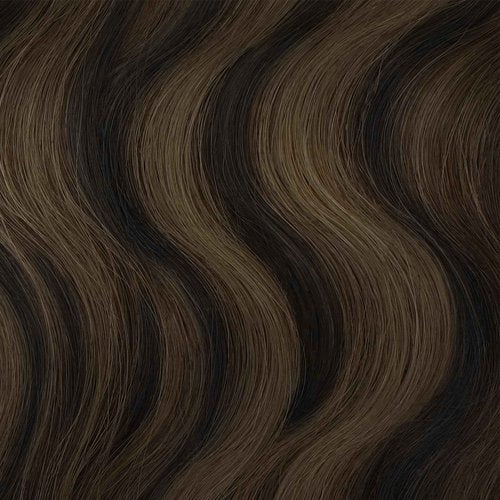 HOTBANANA Seamless Clip in Hair Extensions, 18 Inch 110g 7pcs Ombre Natural Black Mixed Chestnut Brown Invisible PU Skin Weft Straight Remy Human Hair Extensions