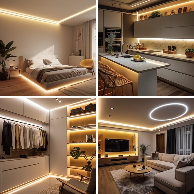 AXMOTUT 9.84ft Smart COB LED Strip Lights, 24V Warm White 2700K Dimmable LED Light Strips, High Bright LED tape light with Power Supply and app Control LED lights for TV,mirror, Kitchen Cabinet, Shelf