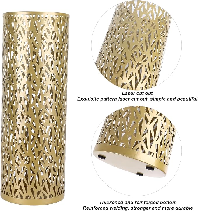 Umbrella Stand Rack for Entryway Metal Hollowed Freestanding Round Umbrella Holder Organizer Bin for Home Hotel Office Decor (Medium)