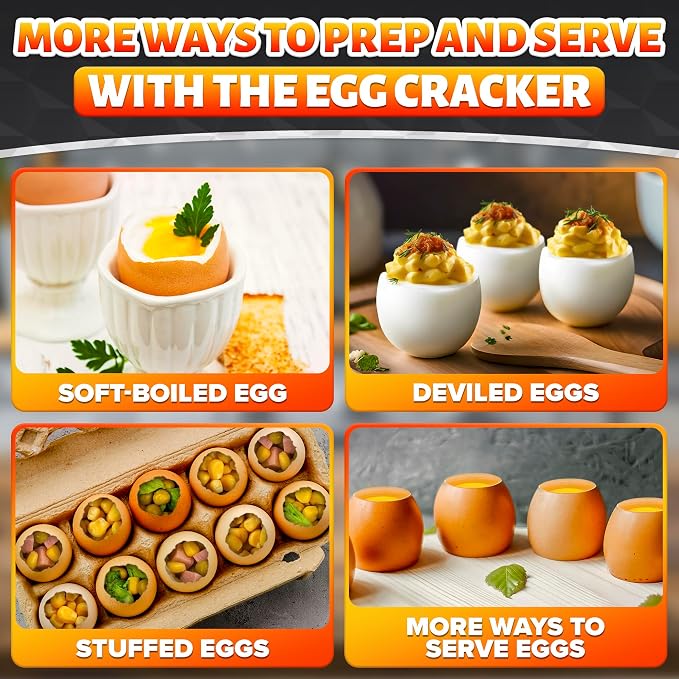 Egg Cracker Tool for Raw Eggs — Egg Shell Opener for Soft-Boiled Shell Tops, Stainless Steel Topper with Ergonomic Adjustable Effort — Clean Cut Design for Breakfast Prep, Custards, & Baking (Copper)