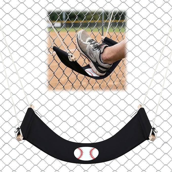 Gerrii Baseball Hanging Footrest Board Portable Foot Rest Baseball Mom Must Haves Black Canvas Pad with Metal Spring Clips Portable Step Pad for Dugout or Outdoor Field Fence