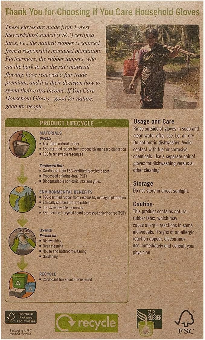 If You Care Medium Cotton Flock Lined Household Gloves – Durable, Reusable, Fair Trade Rubber – 1 Pair