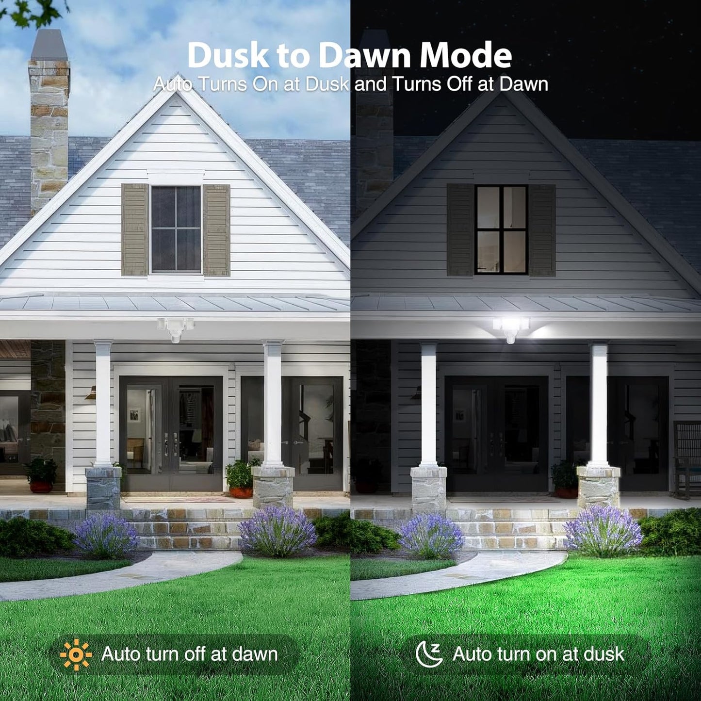 Olafus 75W Motion Sensor Outdoor Lights, 7000lm Motion Flood Light Dusk to Dawn, IP65 Waterproof LED Security Floodlights, 6500K Motion Detector Lights for Outside, White