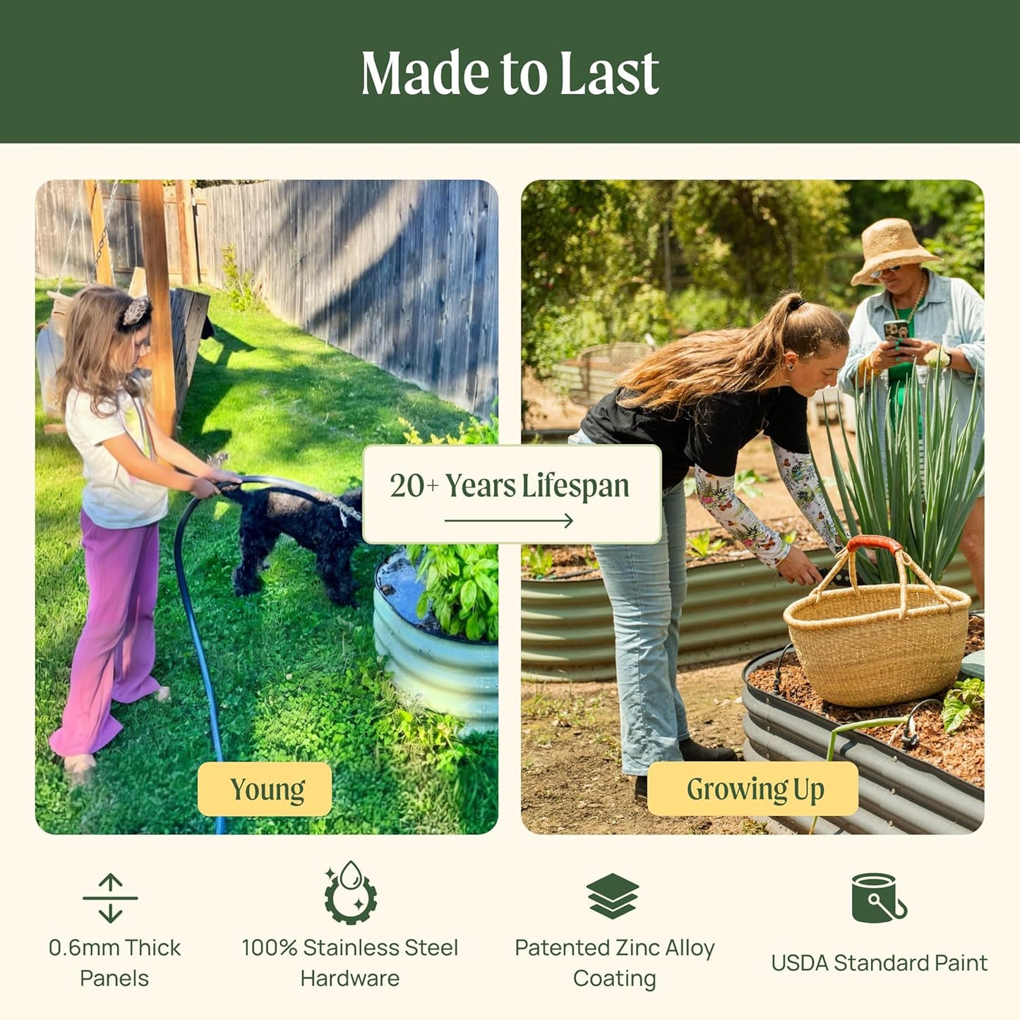 Vego garden 32" Extra Tall Raised Garden Bed Kits, 10 in 1 Modular Raised Planter Box for Vegetables Flowers Fruits Oval Metal Raised Garden Bed, Sky Blue