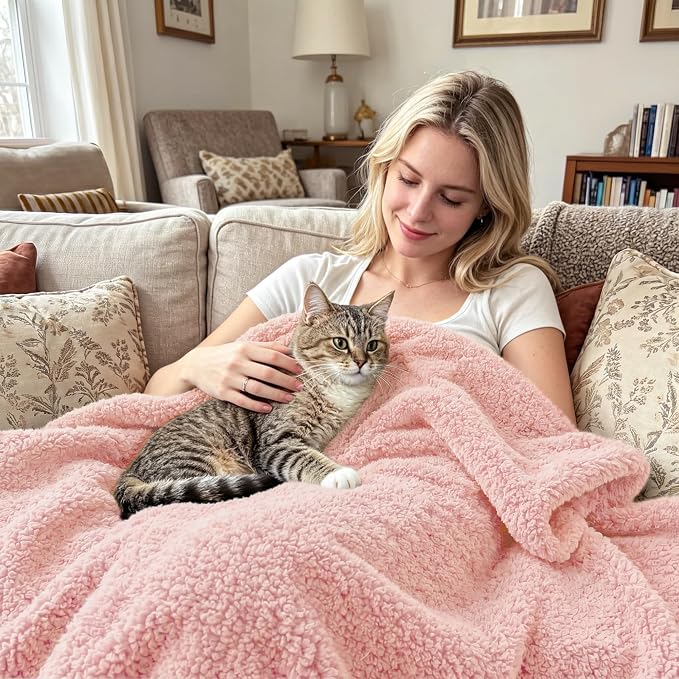 Exclusivo Mezcla Fleece King Size Bed Blanket, Ultra Soft, Lightweight and Fuzzy Light Pink Blanket for Women, Home Decor, 90x104 Inches