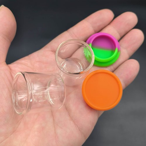 KUVIS 15ml Silicone Glass Wax Containers Airtight with Silicone Lid Concentrate Jars Multi Use (100)