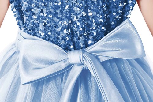 Party Wear Gown for Kids Junior Bridesmaid Dresses Baby Blue Puffy Tulle Sequins Dress Girls Birthday Party Gown Baby Blue 8