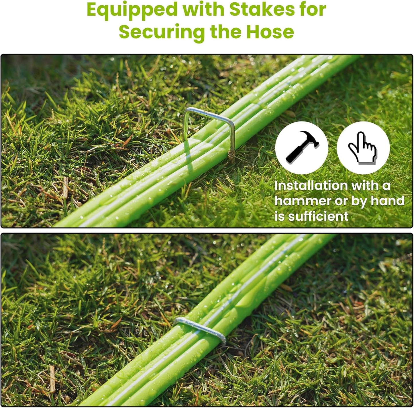 Sprinkler Soaker Hose 15FT 2Pack, Watering Hose with Holes, High-Efficiency Sprinklers System for Garden and Lawn with Staples