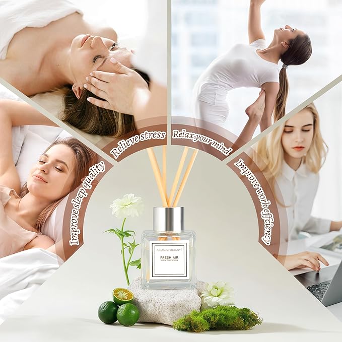 Reed Diffuser Set, 1.7 fl oz Scent Diffuser with Sticks, Osmanthus Scent for Bathroom Accessories Shelf Decor, Air Fresheners for Home, Home Fragrance Products, House Office Room Decor Aesthetic Gift