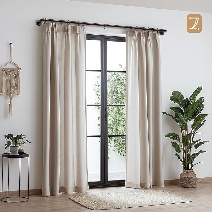 Zeerobee Curtain Rods for Windows 48 to 84, 1 Inch Industrial Wrap Around Antique Bronze Curtain Rod, Indoor/Outdoor Room Divider Adjustable Drapery Pole, 48"-86"