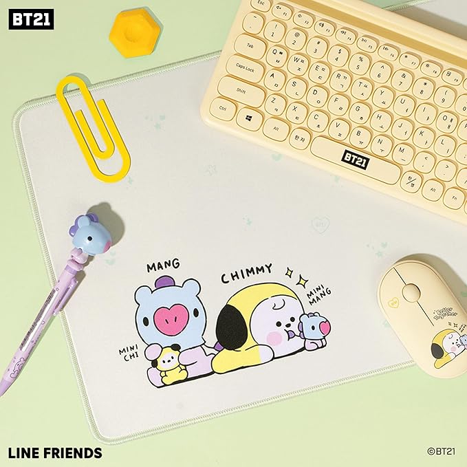 Hamee MY LITTLE BUDDY SERIES Desk Mat - Large Office Accessories - Cute Non-Slip Rubber Base Mouse Pad & Keyboard Mat - BT21 Desk Pad