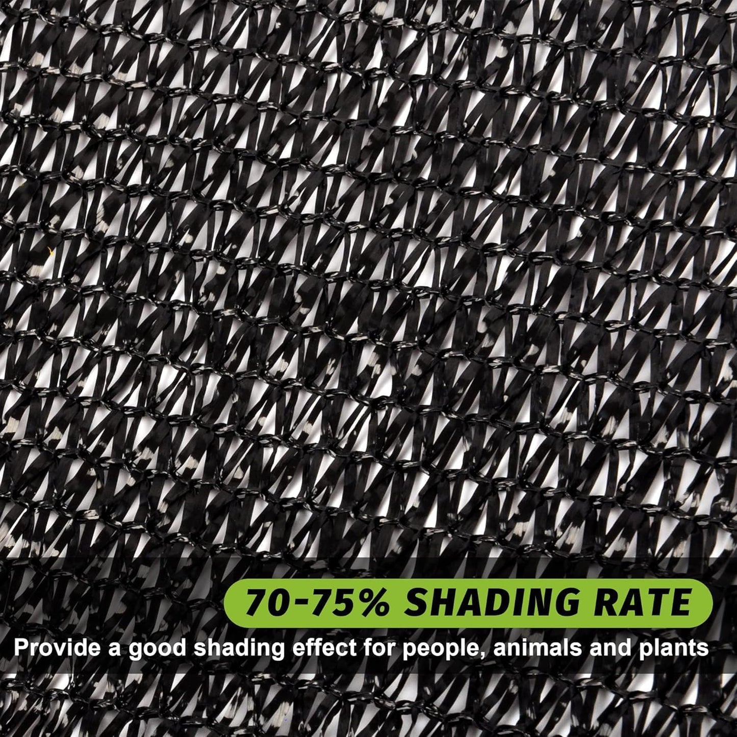 Garden expert 75% Black Shade Cloth 10x20FT Taped Edge with Grommets Sun Net Mesh for Garden Patio Backyard UV-Resistant