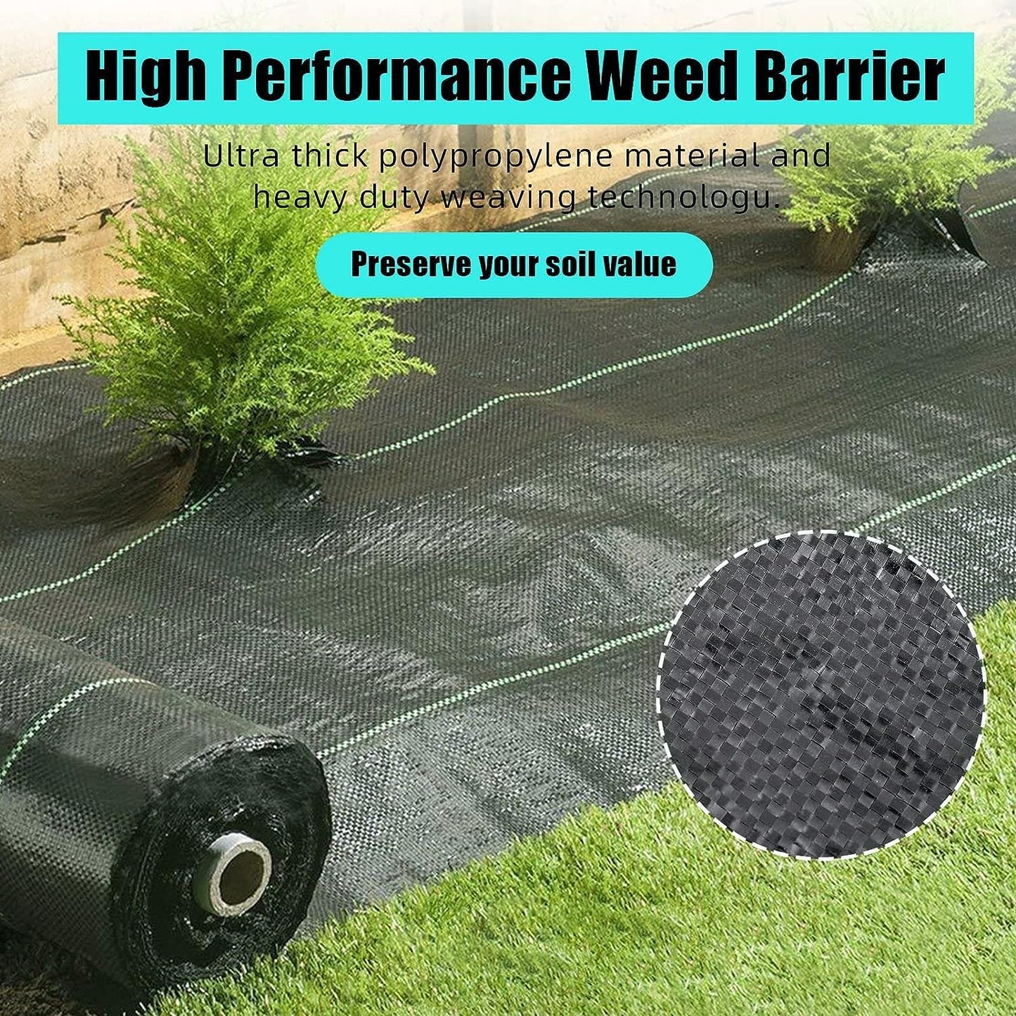 6.5ft x 300ft Premium 3oz Pro Garden Weed Barrier Landscape Fabric, Durable & Heavy-Duty Weed Block Gardening Mat, Easy Setup & Superior Weed Control, Eco-Friendly & Convenient Design