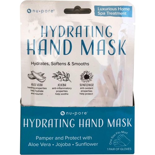 Nu-Pore Moisturizing Gloves – Hand Mask for Dry Hands and Moisturizer with Jojoba Oil and Aloe Vera to Help Repair and Soothe Extra Dry Skin, Paraben & Latex Free (24 Pack)