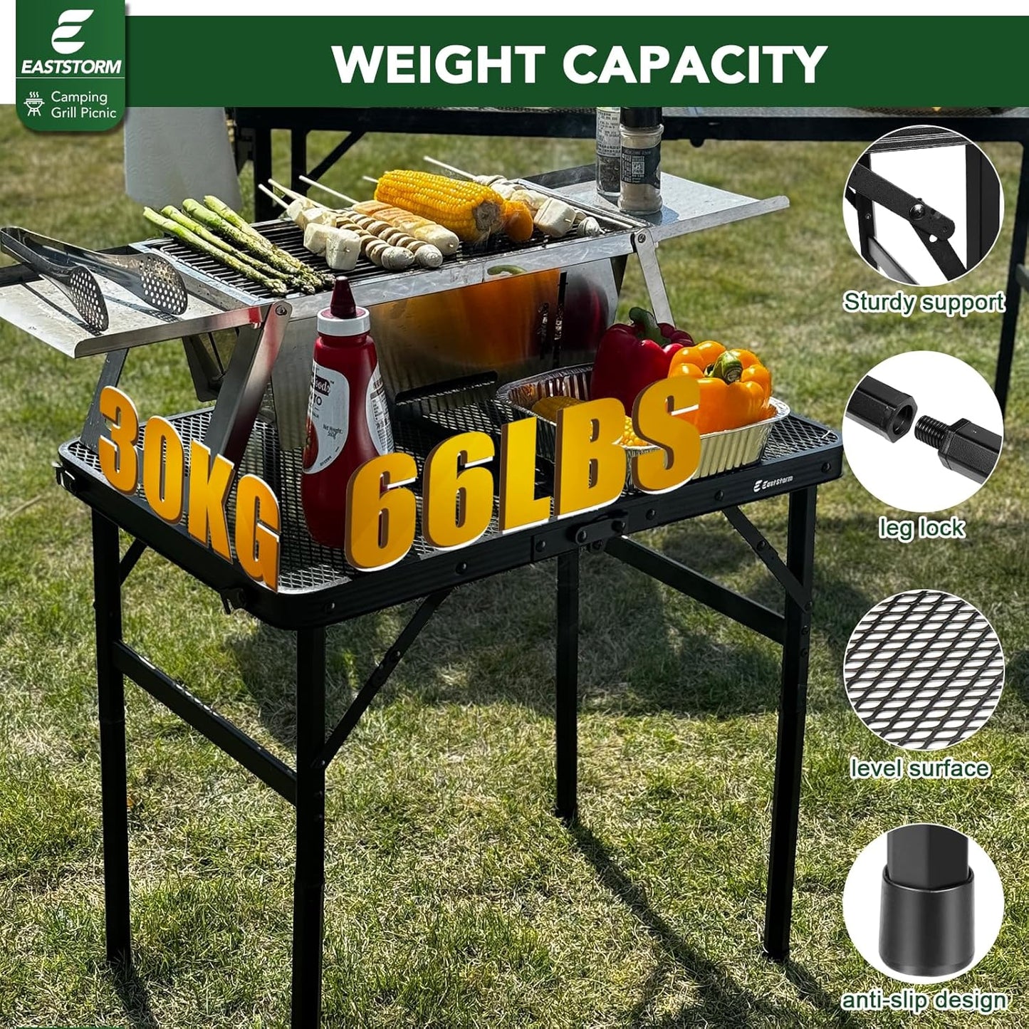 Small Folding Table, Easy for Storage, Compact and Portable Picnic Table for Grill, Outdoor Camping, Garden, Patio, Dining, BBQ, Party, Market, 2Ft (Small, Black), 23.6" L x 15.8" W