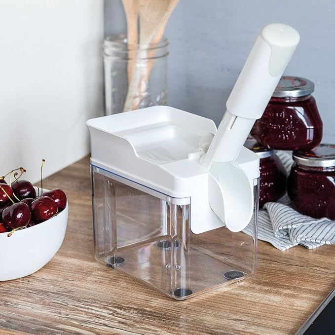 Leifheit Cherry Stoner Remover – Stainless Steel Plunger Pits 25 Lbs/Hour, Easy-Clean Container, Dishwasher Safe, Ideal for Pies, Canning, Snacking, German Design, Replacement Parts – White