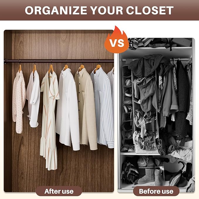 SUTINE Closet Rod - Closet Rods for Hanging Clothes, 17 to 97 inch Adjustable Closet Hanging Rod, Heavy Duty Clothes Rod Clothing Bar, Closet Poles for Hanging Clothes for Wardrobes, Shower Curtain