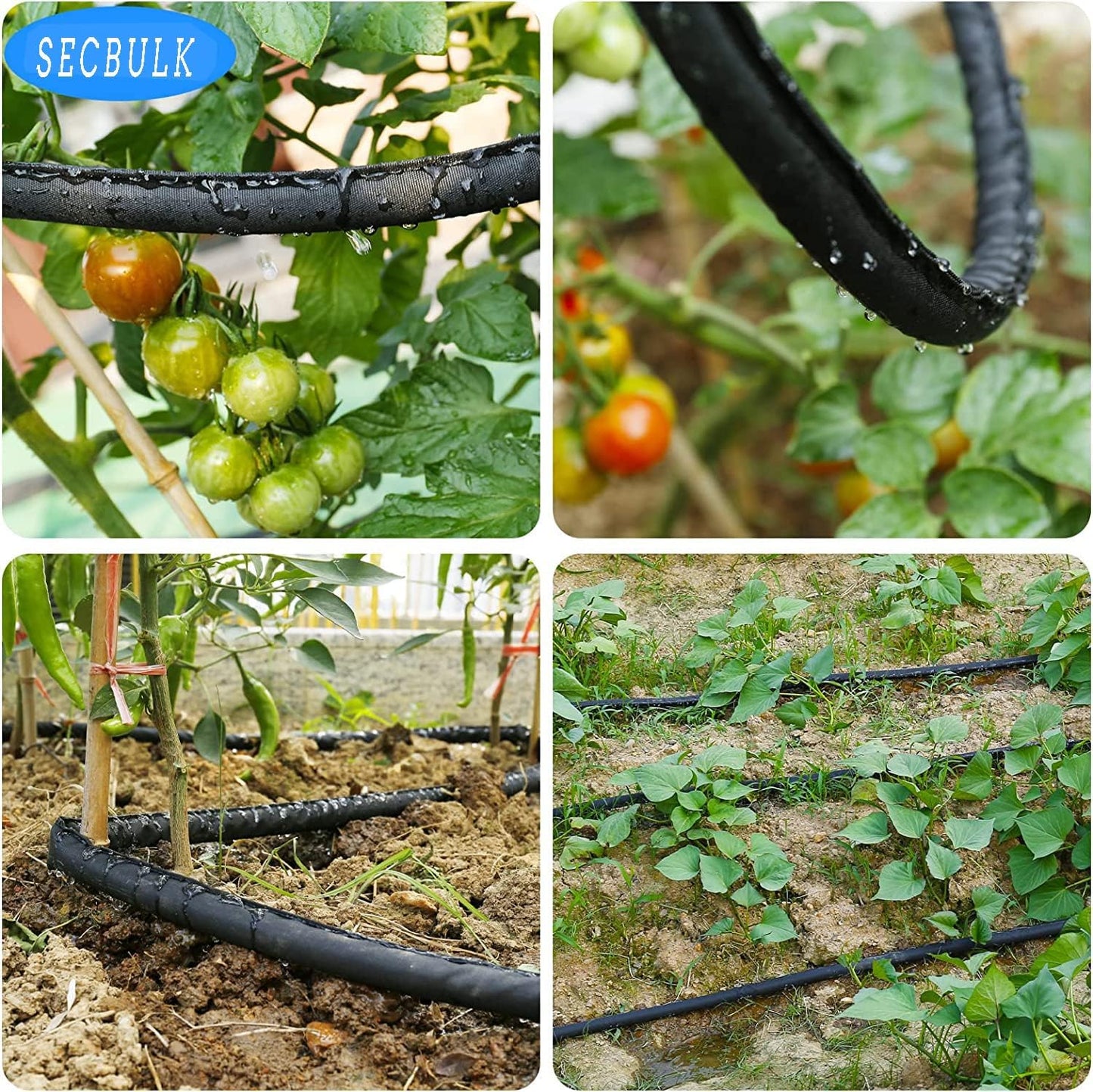 2025 Flat Soaker Hose 75 ft with Stakes for Garden, 75ft Linkable Drip Hose Diy Garden Irrigation System Saving 80% Water, Dual-layer Leak-free Design Water Hose with Holes