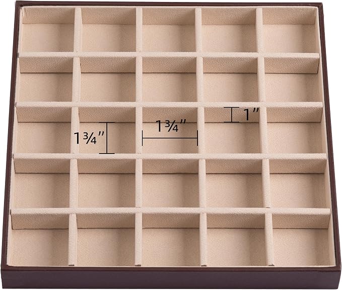 Frebeauty Earring Organizer Classic Jewelry Box 50 Slots Double Layer Jewelry Storage Case with 6 Necklace Hook and Bracelet Pocket(Dark Brown)