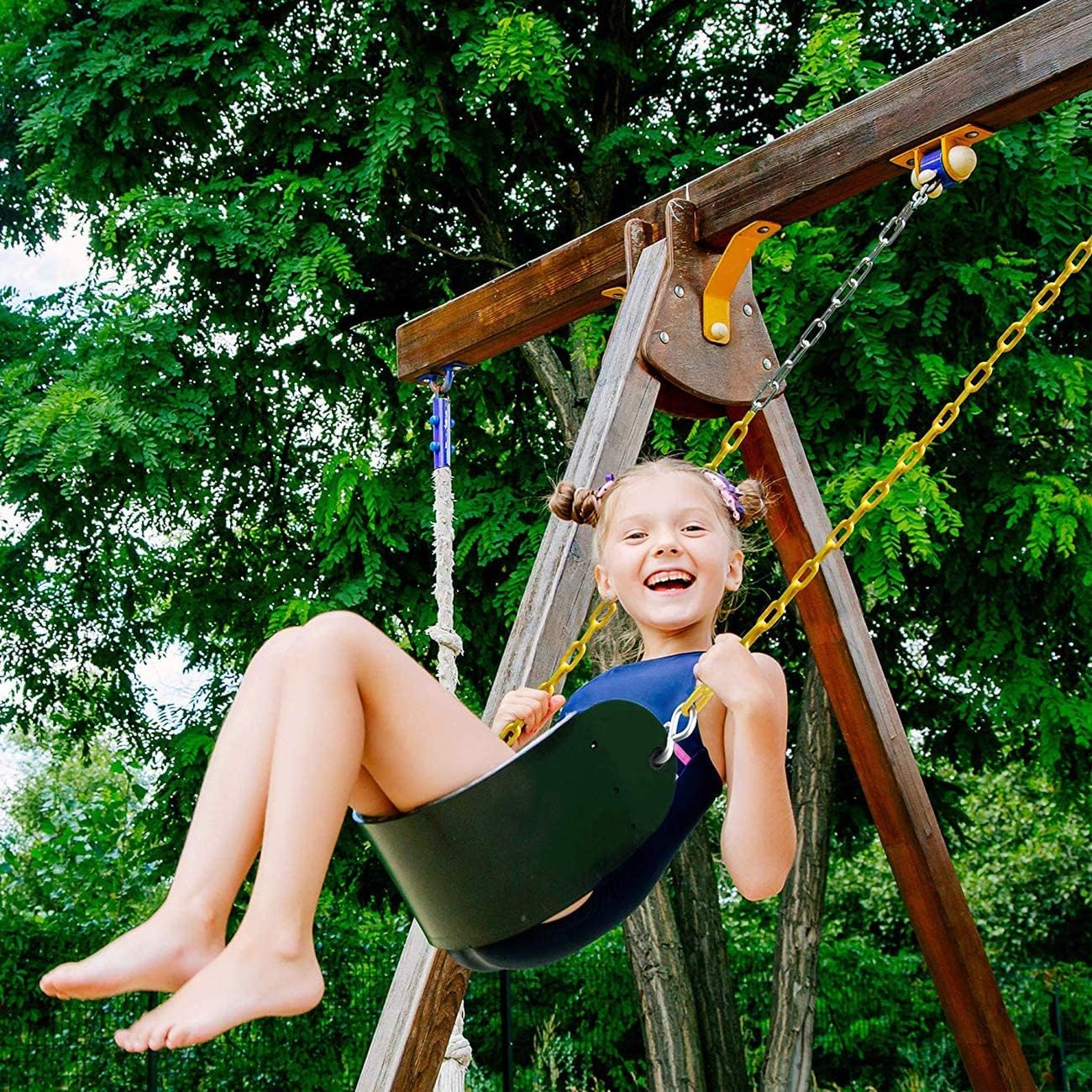 Sunnyglade 6 PCS Swings Seats Heavy Duty with 66" Chain, Playground Swing Set Accessories Replacement with Snap Hooks, Support 250lb (6, Green)