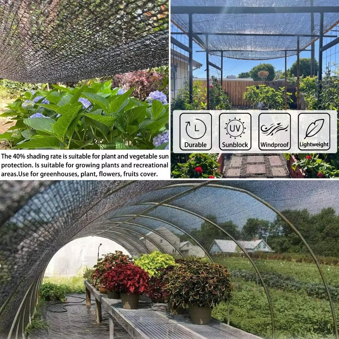 QLOFEI Shade Cloth for Patio, 40-50% Sunblock Mesh Tarp Shade Cloth with Grommets, Sun Protection Neting Cover for Garden Kennel Chicken Coop Pergola Greenhouse Plants, 30x30 FT