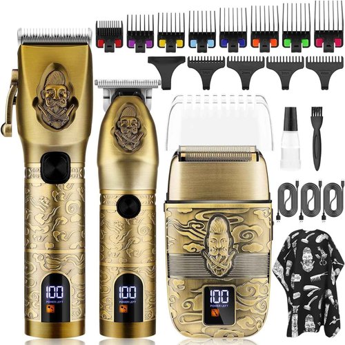 RESUXI Professional Hair Clippers for Men T-Blade Trimmer Electric Shavers Razor Set,Cordless Beard Trimmer for Men Barber Clippers for Hair Cutting Grooming Kit