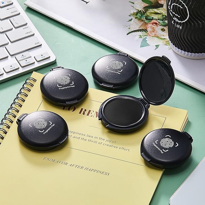 3 Pieces Fingerprint Ink Pads Thumbprint Ink Pads Black Stamp for Office Notary Supplies Identification Notary Security ID Fingerprint Cards Law Enforcement Kit