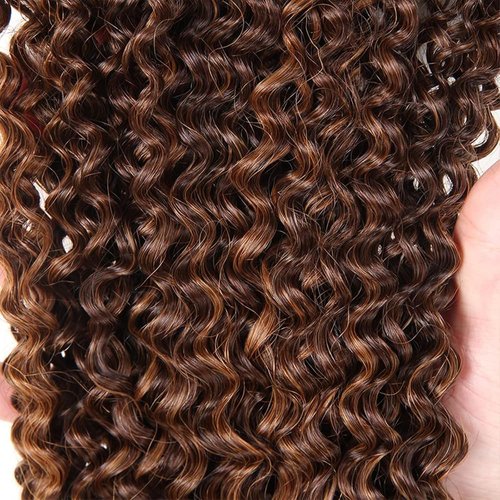 Giginger Brazilian Human Hair Bundles 18 20 22 Inch Jerry Curly Wave Bundles Human Hair Brazilian Chocolate Brown Highlight P4/30 Brazilian Unprocessed Virgin Quick Weave Hair for Black Women