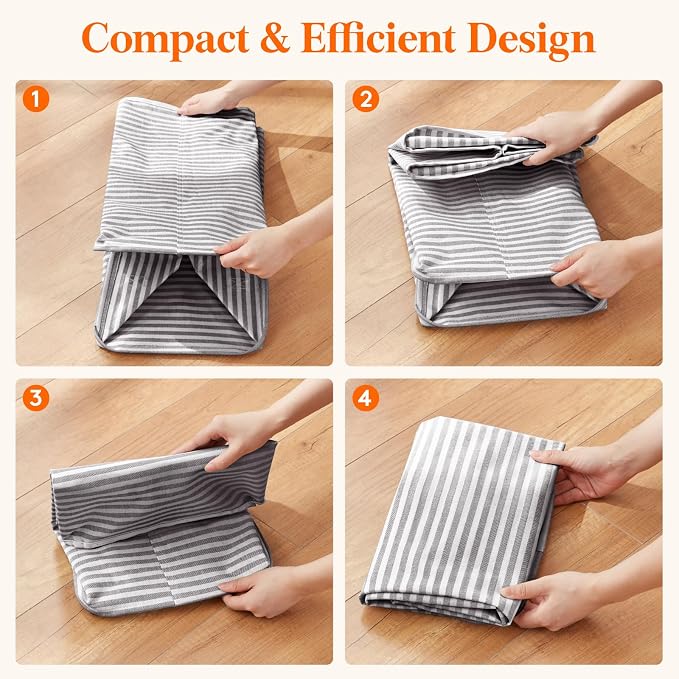 Lifewit 125L Large Collapsible Laundry Hamper, Tall Foldable Dirty Clothes Baskets Waterproof, Freestanding Design with Easy Carry Handles in Dorm Bedroom Bathroom College, Grey