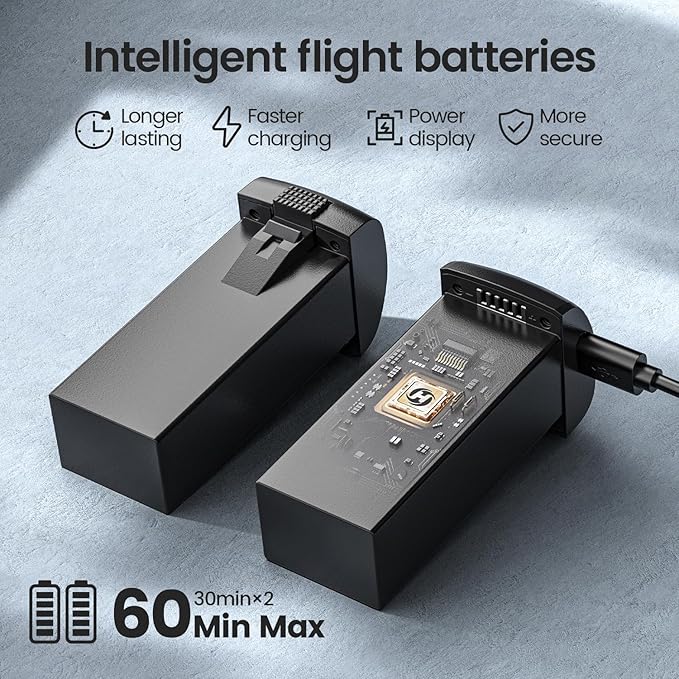 Holy Stone HS175G GPS Drone With 4K EIS Camera For Adults, 249g Foldable RC Quadcopter With Auto Return, Follow Me, 60 Mins Flight Time, Battery Fast Charge, Headless Mode, Upgraded HS175D