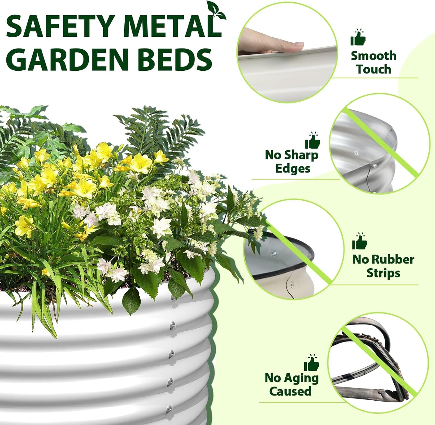 ANLEOLIFE 6-Pack Galvanized Deep Root Raised Garden Beds - 4X4ft & 8X4ft & 6X2ft Sizes - Outdoor for Vegetables, Flowers, Herbs