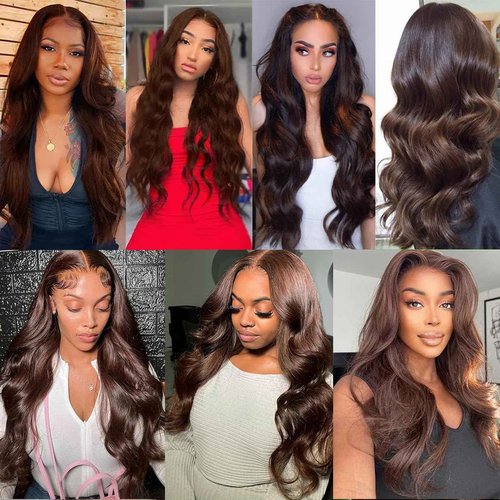 Fabimiya 20 22 24 Inch Human Hair Bundles Chocolate Brown 4# Body Wave Bundles Human Hair 100% Unprocessed Soft Sewn In Hair with Double Weft for Black Women