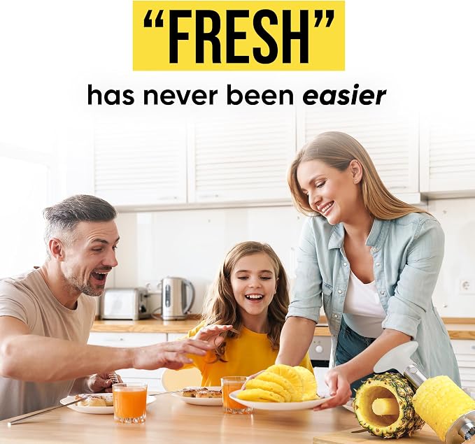 Zulay Kitchen Pineapple Corer and Slicer Tool - Stainless Steel Pineapple Cutter for Easy Core Removal & Slicing - Super Fast Pineapple Slicer and Corer Tool Saves you Time (Ivory)
