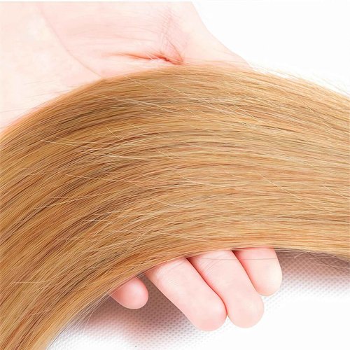 LUMWAV Straight Bundles Human Hair 26 28 30 Inch 12A Soft and Thick Honey Brown #27 Brazilian Virgin Hair Bundles for Black Women