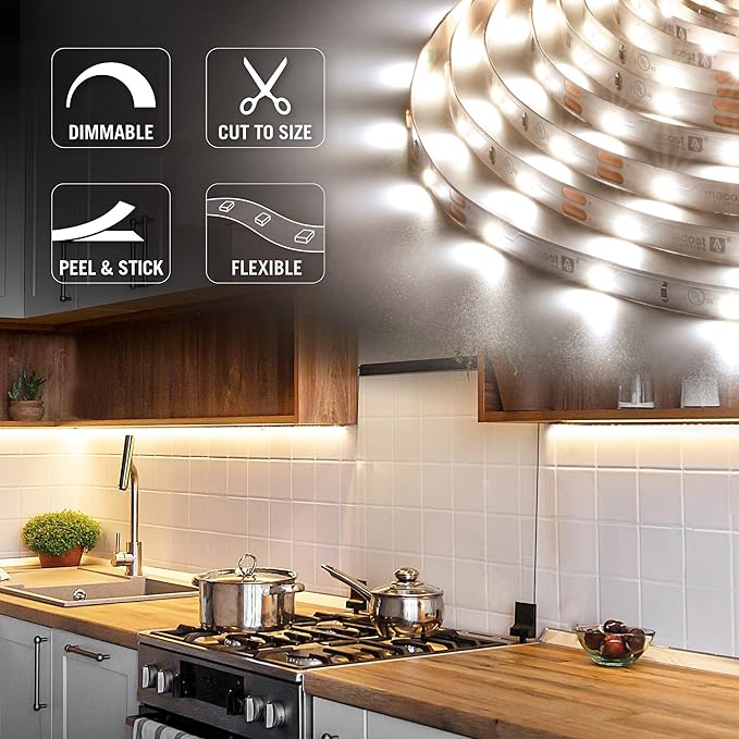 Armacost Lighting RibbonFlex Pro 12V White LED Strip Lights 30 LED/m, 4000K, 8.2 ft 151210