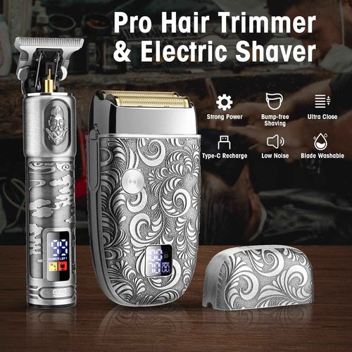 Suttik Hair Clippers for Men Beard Trimmer Nose Hair Trimmer Set, Professional Cordless Barber Clippers for Hair Cutting Grooming Kit, Rechargeable, LCD Display
