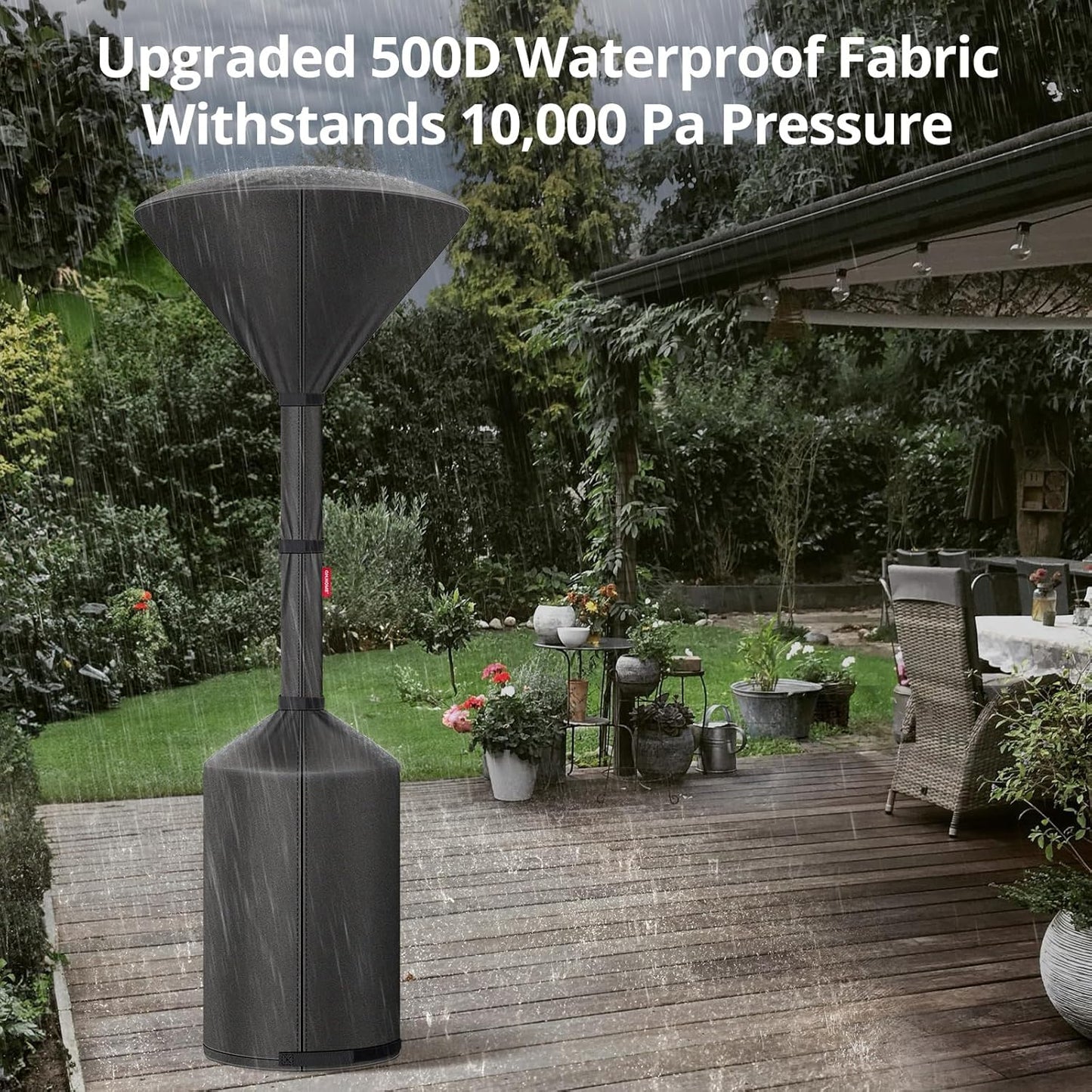 QH.HOME Winter Patio Heater Covers, [2025 Upgraded Tear-Resistant Fabric] Waterproof with Robust Zipper ,Height fit 87"-92",Dustproof/Wind/Sunlight/Snow-Resistant, 2 Pack-Black