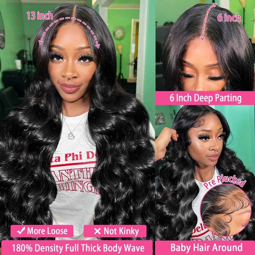 Smabuity 13x6 Body Wave Lace Front Wigs Human Hair Pre Plucked, 180% Density HD Transparent Glueless Lace Frontal Wigs with Baby Hair for Women, 26 Inch