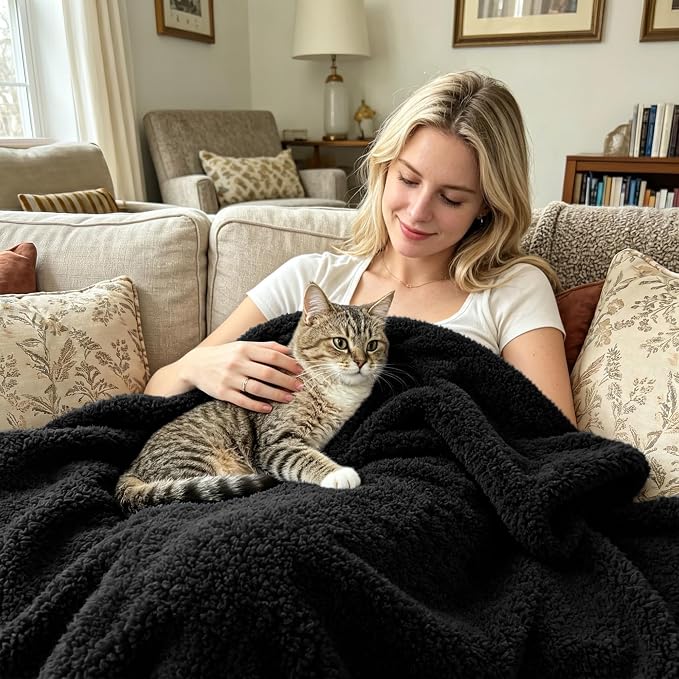 Exclusivo Mezcla Fleece Twin Size Bed Blanket, Ultra Soft, Lightweight and Fuzzy Black Blanket for Women, Home Decor, 60x80 Inches