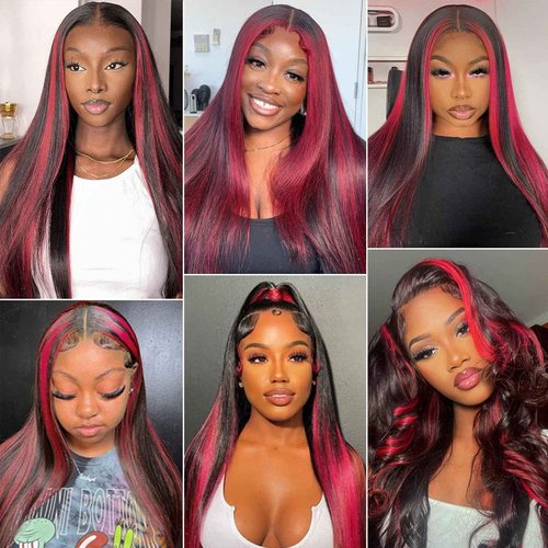 Habiliana Bundles Human Hair 26 28 30 Inch Straight Burgundy T1B/99J Human Hair Bundles 11A Unprocessed Brazilian Virgin Quick Weave Hair Extensions for Black Women