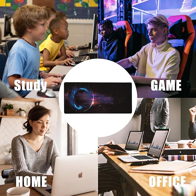 Mouse Pad,Abstract Space Desk Mat for Desktop,Desk Pad with Non-Slip Base and Stitched Edge,Extended Mousepad for Office and Home 35.4X15.7 Inch
