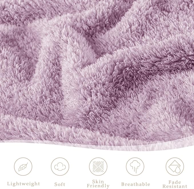Exclusivo Mezcla Fleece Bed Blankets Queen Size, Ultra Soft, Lightweight and Fuzzy Light Purple Blanket for Women, Home Decor, 90x90 Inches