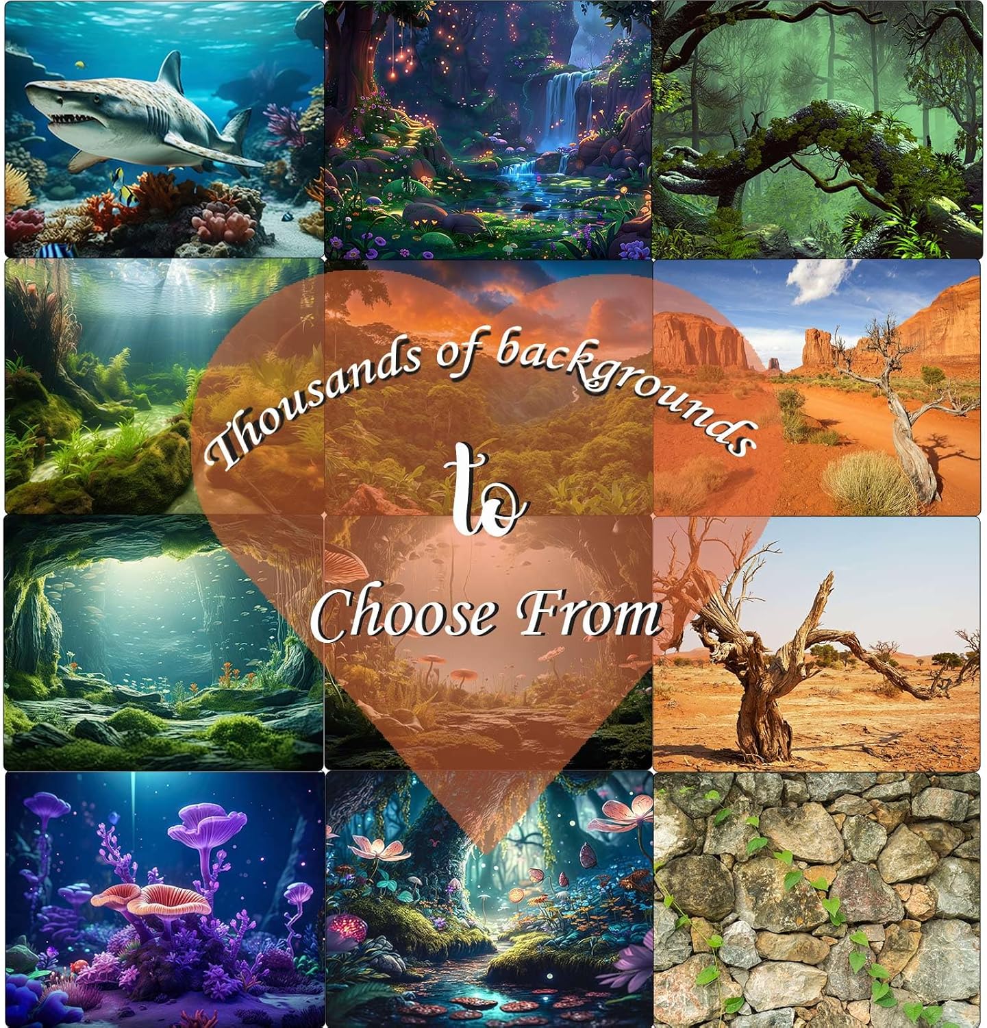 Aquarium Background Various Underwater Grass Plants Aquarium Backdrop Vivid and Fresh Green Aquatic Plants Stone River Bed and Dead Wood Yellow Stone Fish Tank Background 72x18in
