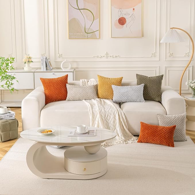 Set of 4 Dark Green Decorative Throw Pillow Covers 18x18 Inch Corduroy Pillow Covers for Bed Couch Sofa Living Room Soft Square Cushion Cases