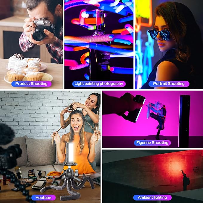 ULANZI RGB Light Wand, 360° Full Color Magnetic Mini Light Stick for Video Photography, 2500-9000K 2000mAh Rechargeable Handheld LED Light Tube for Painting Vlog TikTok YouTube