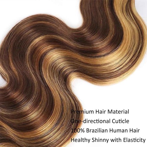 Fabimiya Water Wave P4/27 Human Hair Bundles 22 24 26 Inch Unprocessed Brazilian Virgin Hair Bundles P4/27 Human Hair Quick 11A Weave Hair Extension