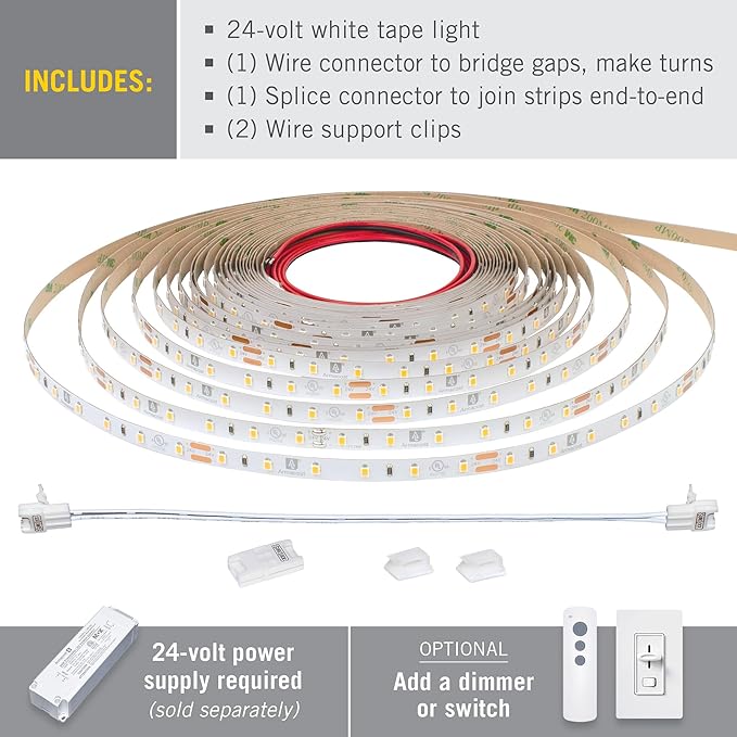Armacost Lighting RibbonFlex Pro 24V White LED Strip Lights 60 LED/m, 5000K, 32.8 ft 165250