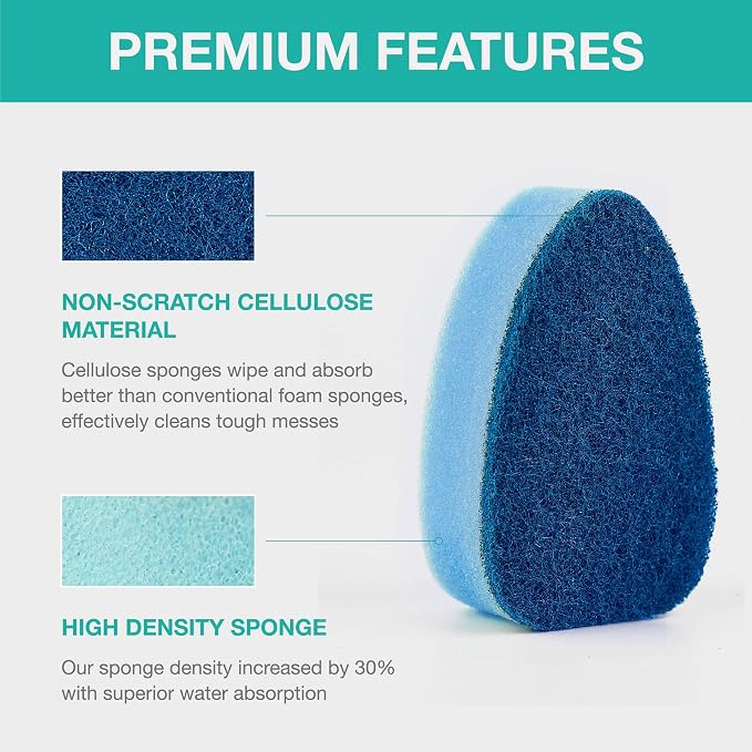 Dishwand Sponge Refills, Non Scratch Dish Wand Refills Replacement Heads | 6Pack Heavy Duty Scrub Brush Dispenser, Fits Soap Dispensing Handle, Dishwashing Cleaning Kitchen Sink Dishwasher Scrubbers
