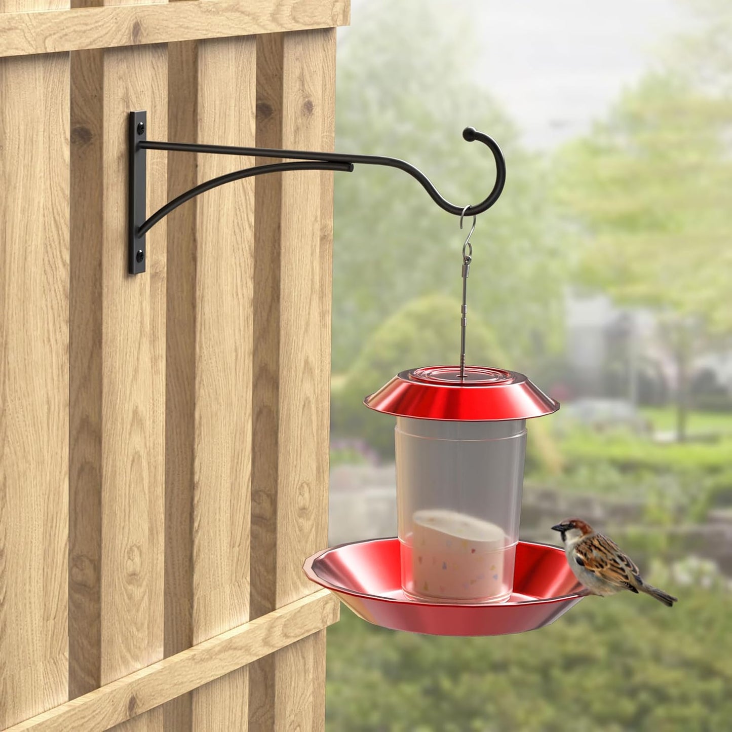 Outdoor Plant Hanging Hooks for Wall: 11 Inch Black Metal Bracket for Hanging Baskets, Bird Feeders, Wind Chimes, Flower Baskets, Yoga Mat, Lanterns. 2 Pack