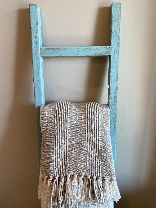 BARNWOODUSA Rustic Farmhouse Decorative Ladder - Our 6 ft Ladder can be Mounted Horizontally or Vertically and is Crafted from Upcycled Wood No Assembly Required Robins Egg Blue